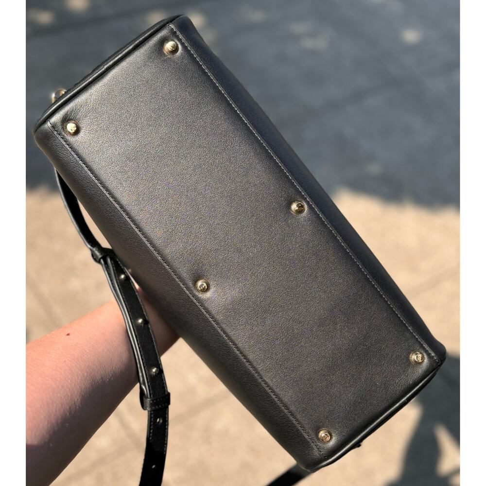 LEATHEROLOGY Black Onyx Full Grain Leather Park Satchel Top Handle Crossbody Bag - Picture 13 of 13